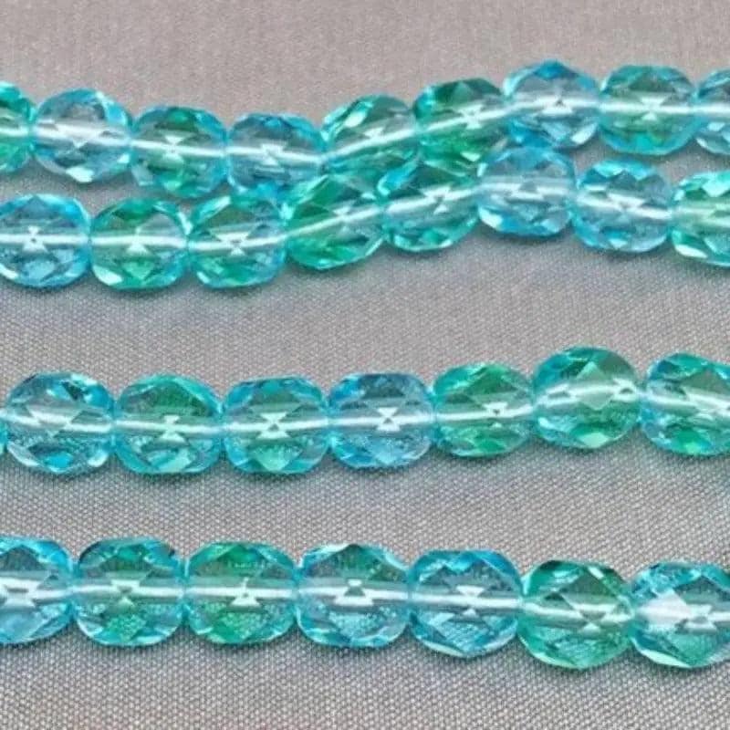 50 Blue Aqua Green Czech Two Tone Glass Beads