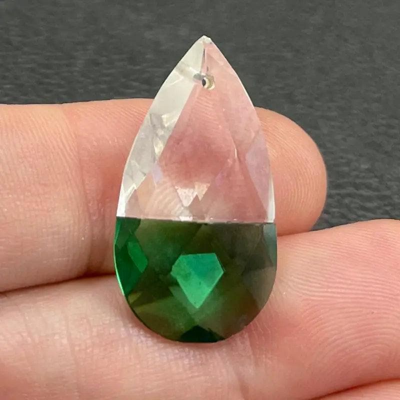 1 Vintage Green Clear Toucon Glass Pendant