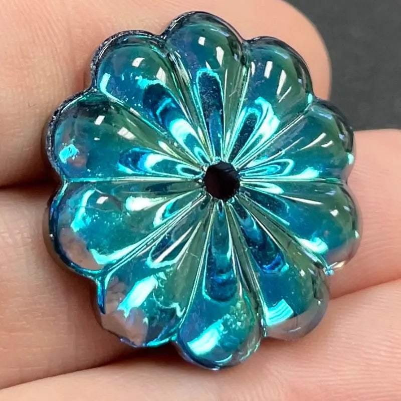 1 Vintage Blue Bermuda Swarovski Flower Crystal Bead