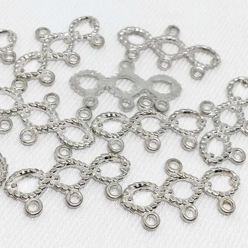 10 Vintage Silver Plated 3-1 Silver Connectors