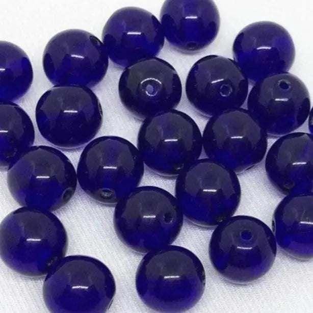25 Blue Cobalt Czech Round Glass Beads