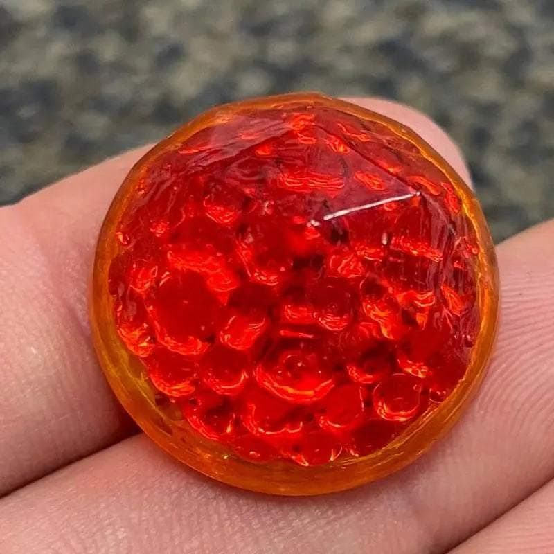 1 Vintage Red UV Cadmium Glass Cabochon Dimpled Round Reflector