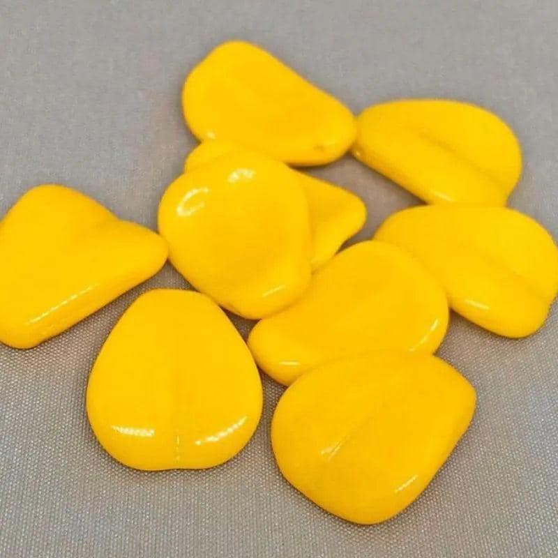 20 Vintage Yellow Golden Czech Petal Glass Beads