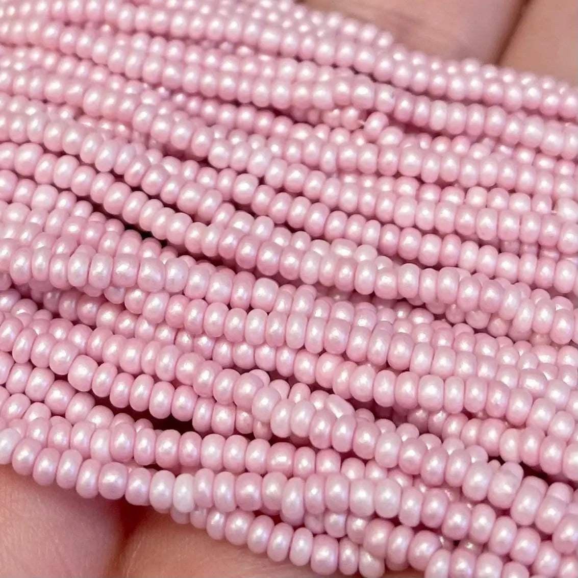 1 Hank Pink Czech Supra Pearl Glass Seed Beads