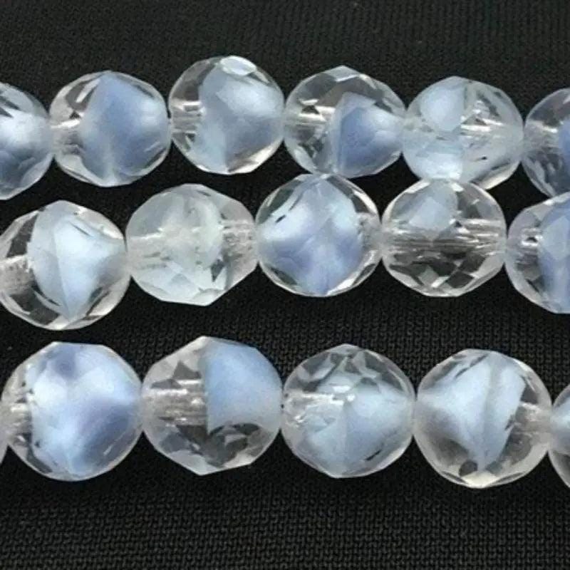 12 Vintage Blue Light Givre German Glass Beads