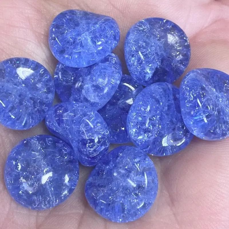 10 Vintage Blue Sapphire German Crackle Coin Glass Beads