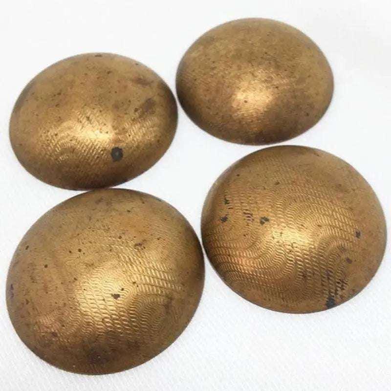 4 Vintage Brass Textured Domed Round Metal Components
