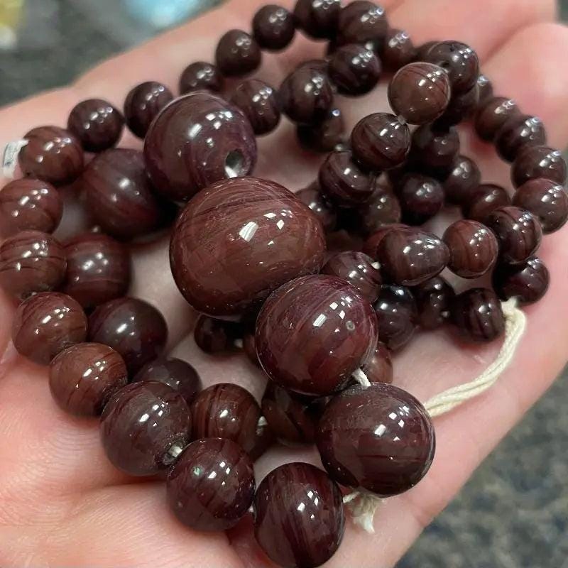 1 Vintage Brown Sienna Japan Graduated Bead Strand