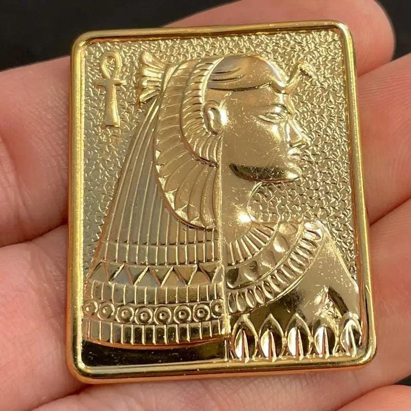 1 Vintage Gold Plated Egyptian Stamping
