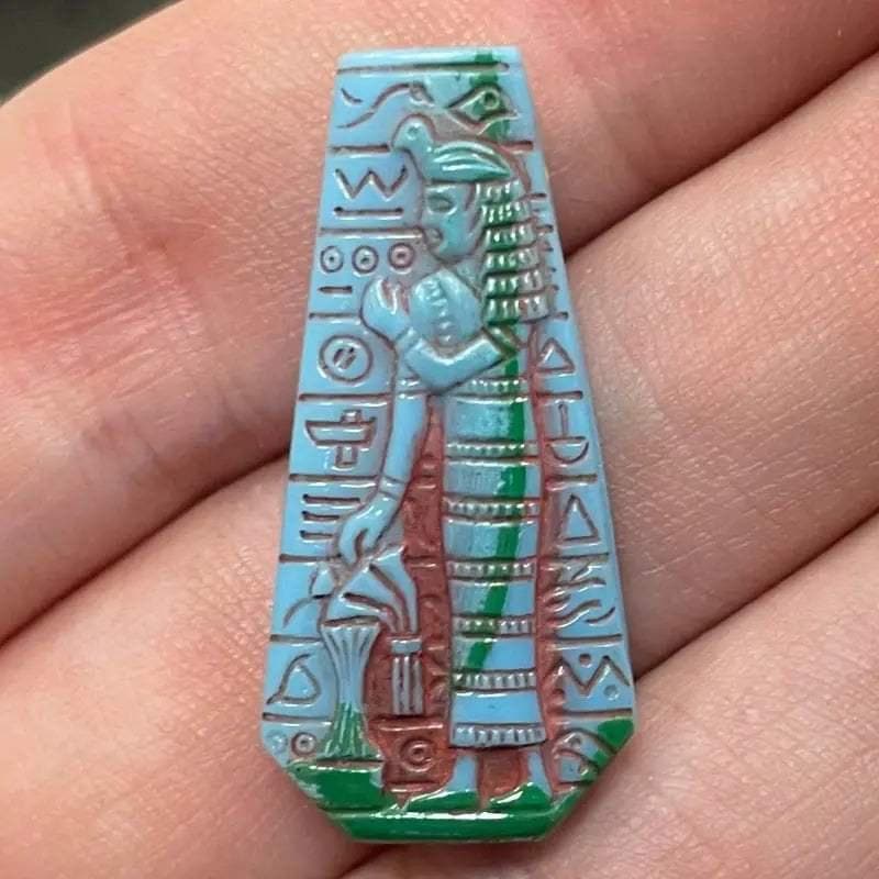 2 Vintage Blue Egyptian Glass Stones