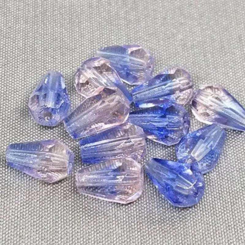 12 Vintage Pink Blue Givre German Faceted Cone Glass Beads