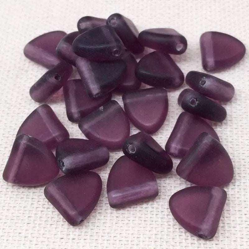 50 Matte Amethyst Purple Czech Drop Glass Beads