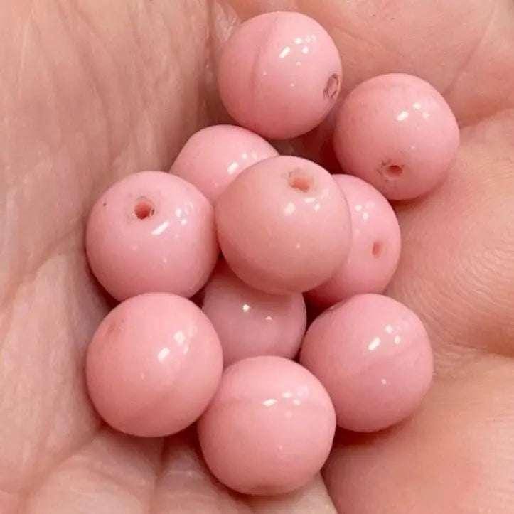 50 Vintage Pink German Round Glass Beads