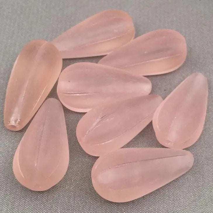 4 Vintage Pink Czech Teardrop Czech Glass Beads