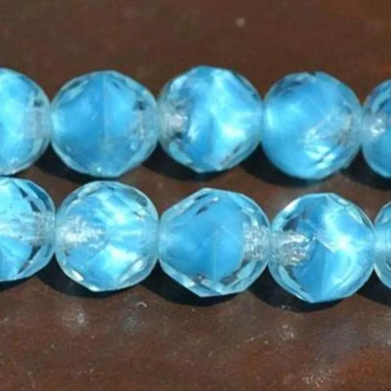 12 Vintage Blue Turquoise Clear German Givre Glass Beads