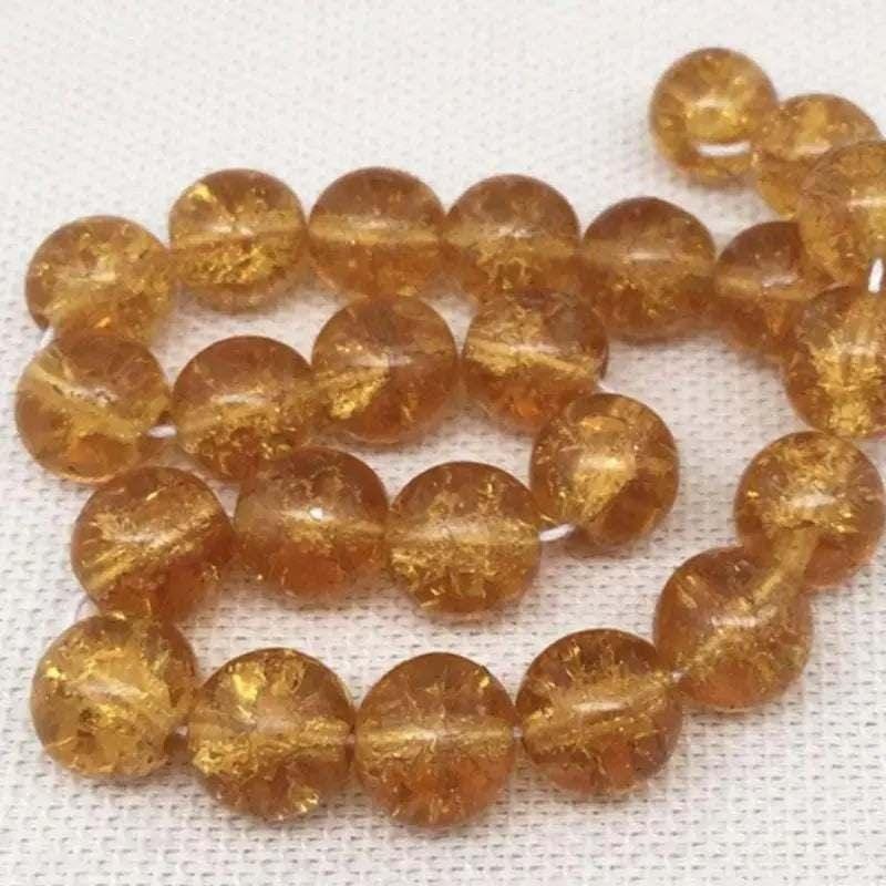 25 Vintage Topaz German Crackle Round Glass Beads