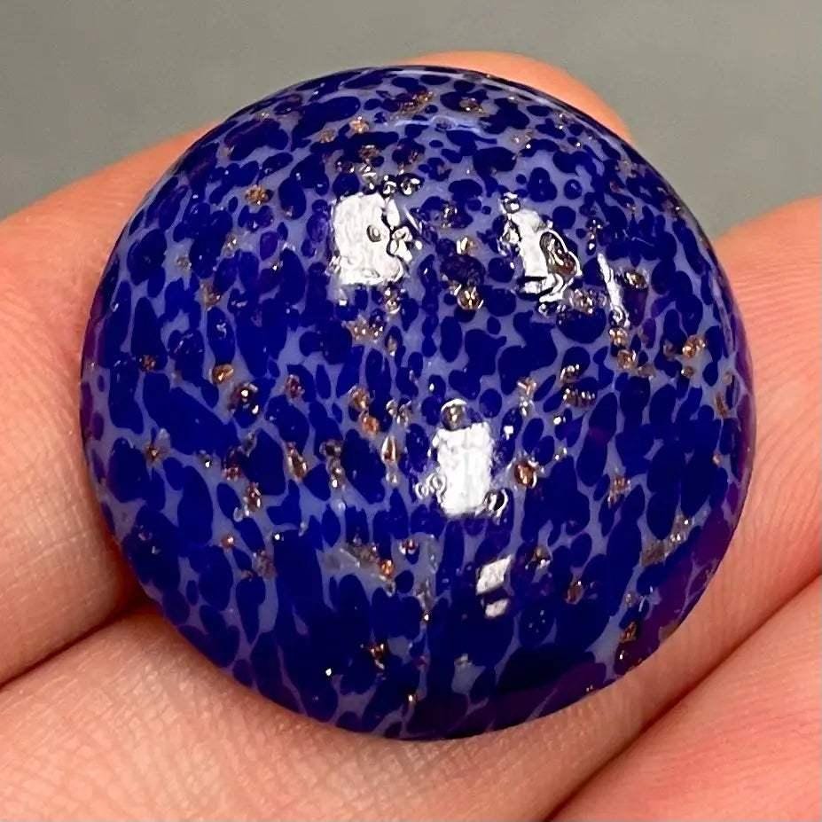 1 Vintage Blue Lapis Round Glass Cabochon