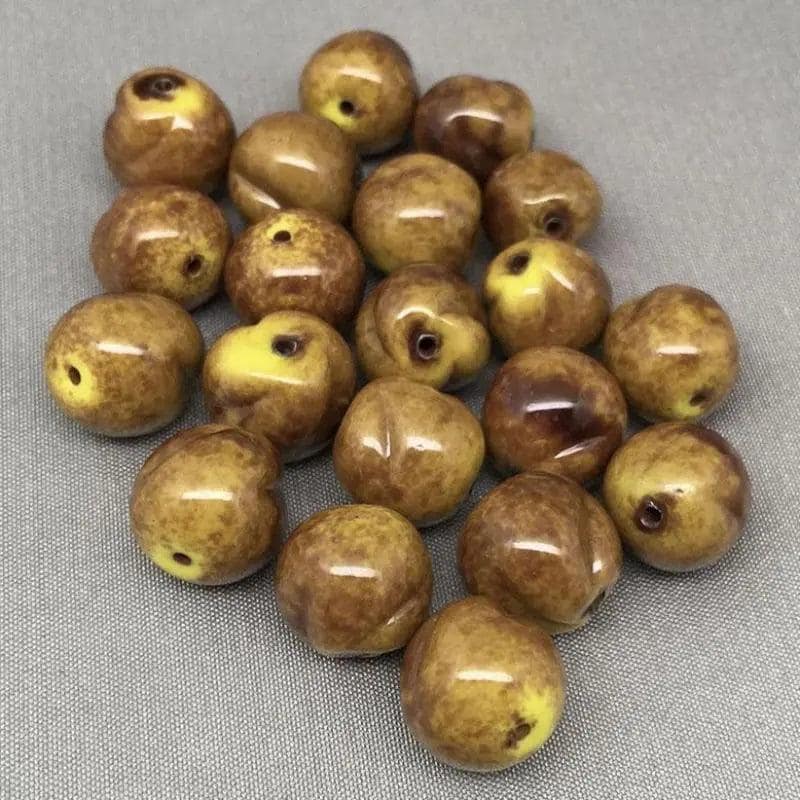 20 Vintage Yellow Brown Glass Beads