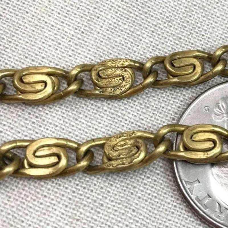 1 Foot Vintage Heavy Scroll Brass Chain