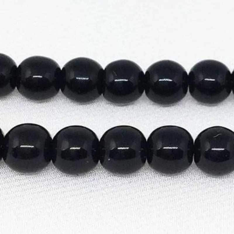 100 Black Czech Round Glass Beads