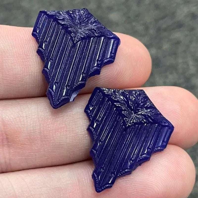 2 Vintage Blue Navy Dark Deco Era Glass Cabochons