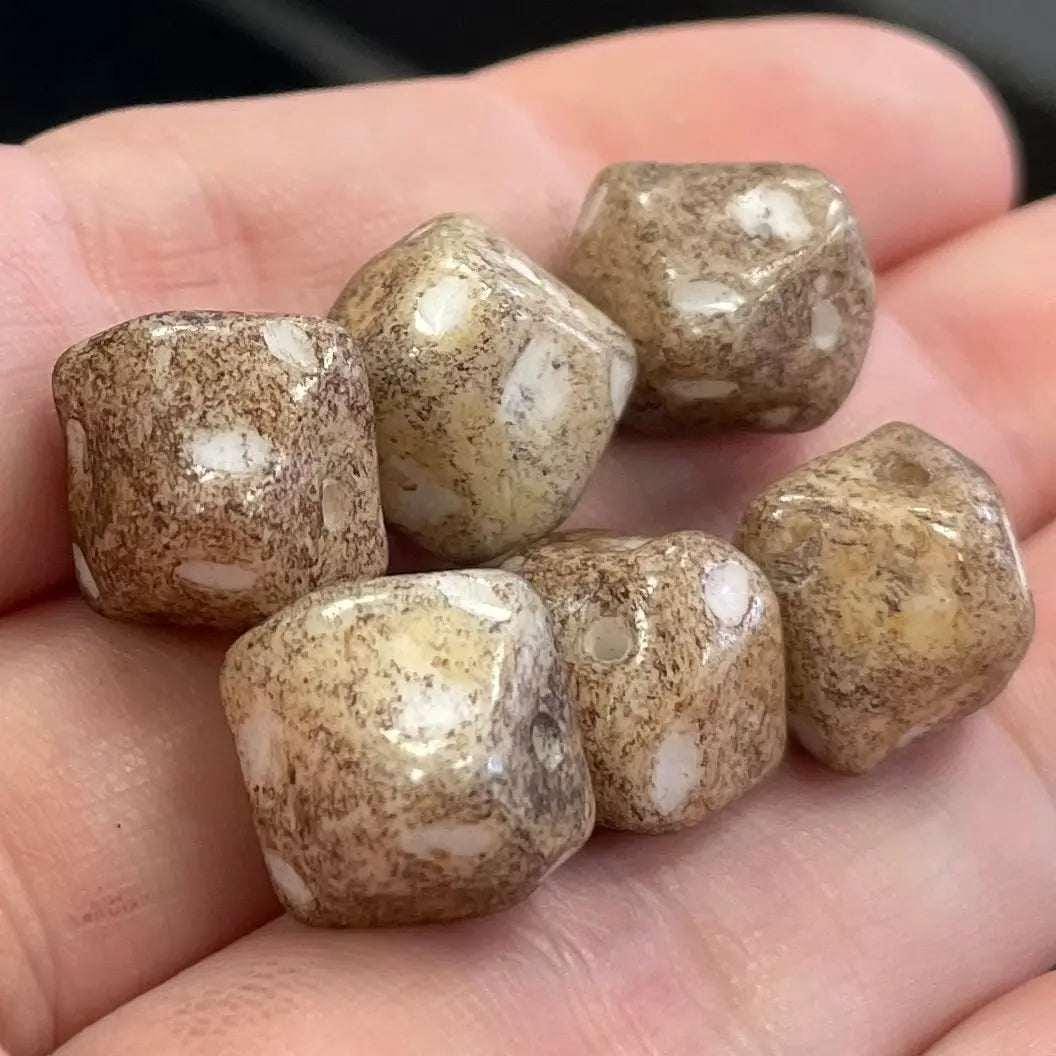 10 Vintage Brown Austrian Picasso Baroque Glass Beads