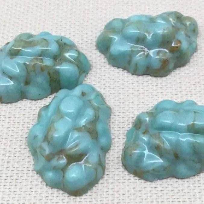 1 Vintage Blue Turquoise Japan Nugget Glass Cabochon