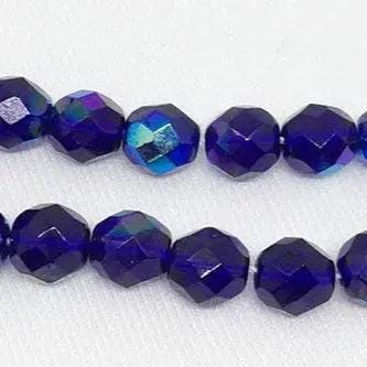25 Blue Cobalt AB Czech Faceted Glass Beads
