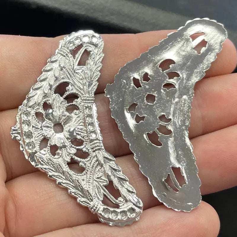 1 Vintage Silver Plated Filigree Jewelry Stamping