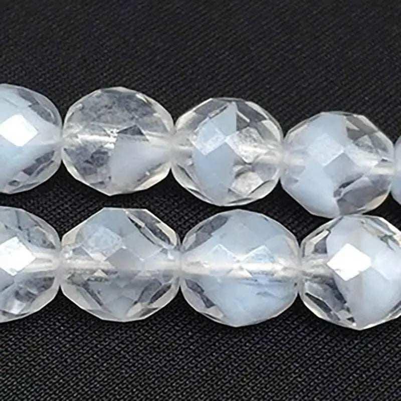 10 Vintage Blue Light Givre Czech Glass Beads