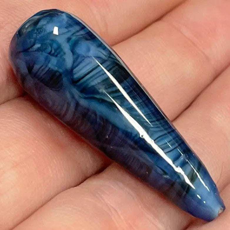 1 Vintage Blue German Silky Teardrop Glass Bead