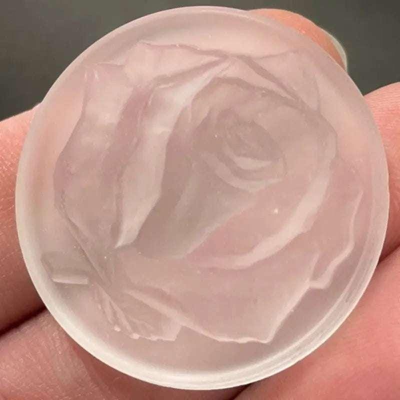 1 Vintage Clear Frosted Rose Glass Cabochon