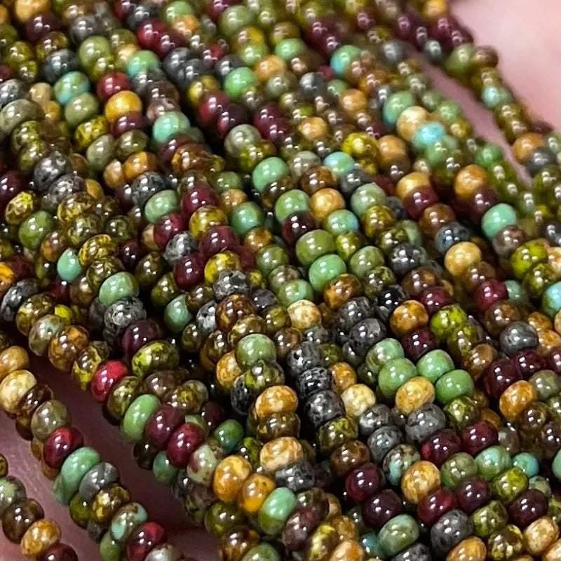 1 Hank Mixed Earthy Picasso Czech Glass Seed Beads