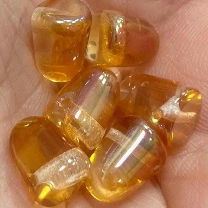 6 Apricot Czech Gumdrop Glass Beads