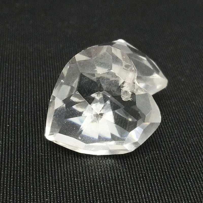 1 Vintage Clear Heart Faceted Glass Bead Pendant