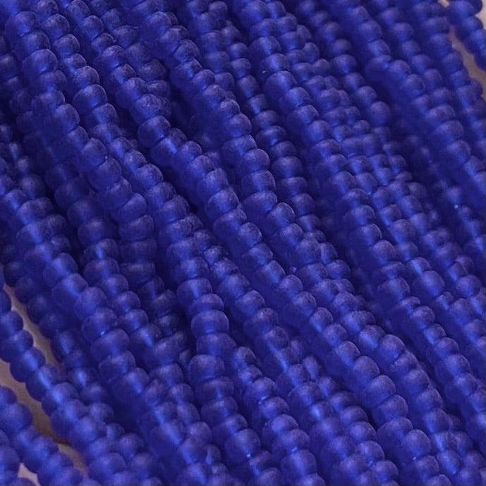 1 Hank Blue Capri Czech Matte Glass Seed Beads
