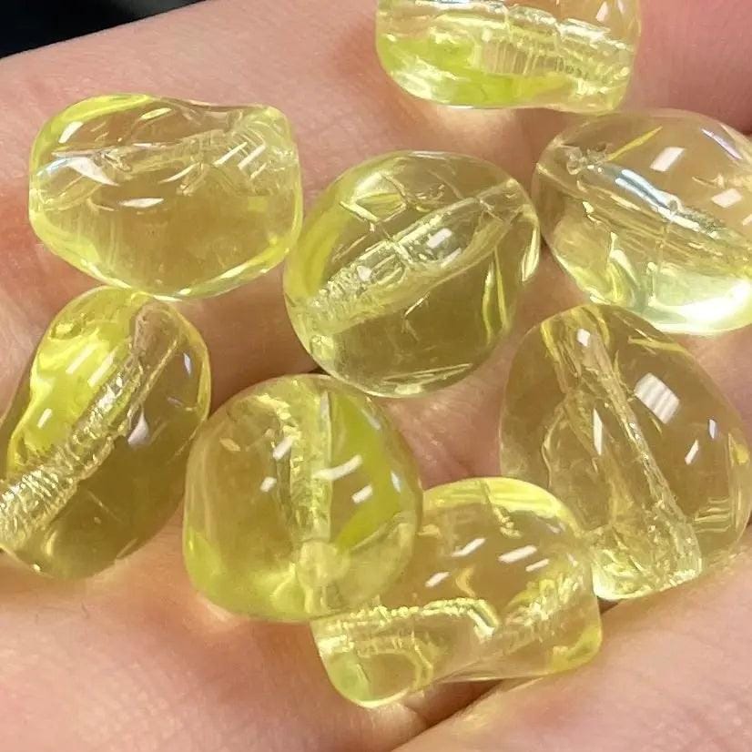 8 Vintage Yellow Jonquil German Glass Beads