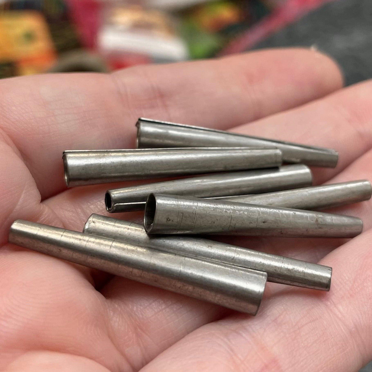 10 Vintage Silver Plated Long Bead Caps