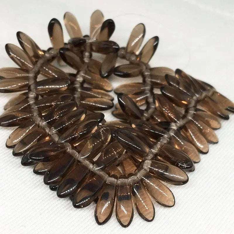 100 Brown Czech Dagger Glass Beads