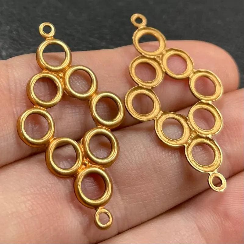 6 Vintage Brass Multi Ring Connectors
