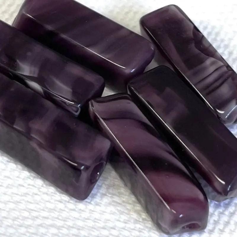 6 Vintage Purple Grape Japan Rectangle Glass Beads