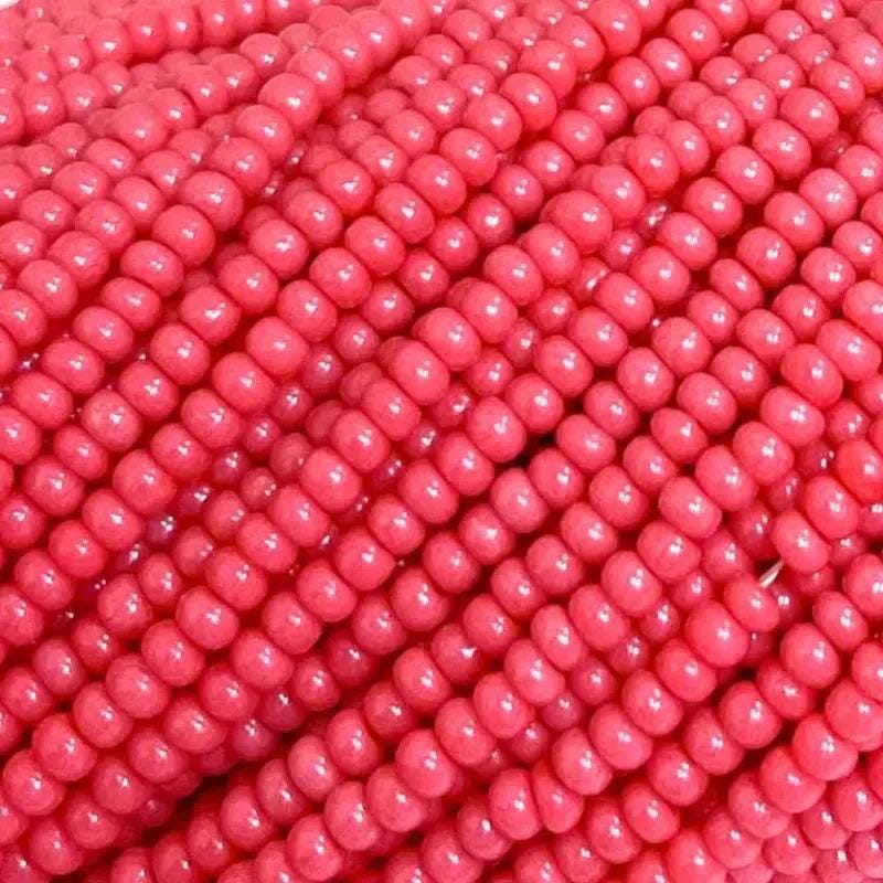 1 Hank Pink Hibiscus Czech Glass Seed Beads
