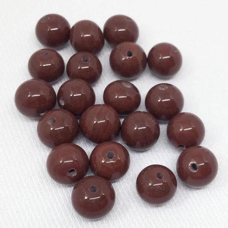 40 Vintage Brownish Red Japan Round Glass Beads