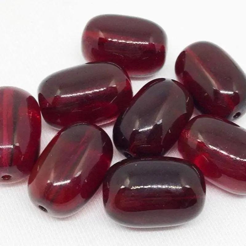 4 Vintage Red Brandy Blush Large Oval Glass Beads