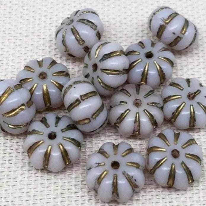 12 Vintage Pink Light Opal  German Flower Glass Beads