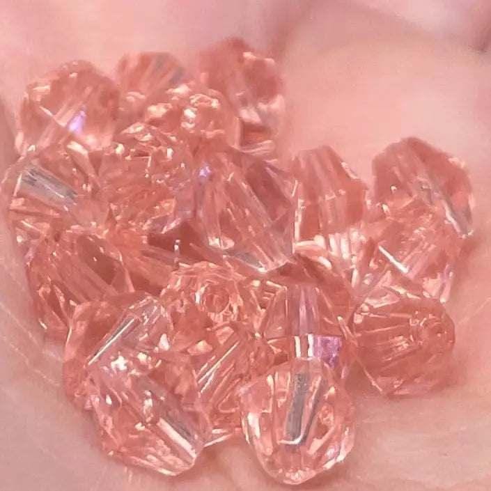 50 Vintage Pink Faceted Bicone Glass Beads