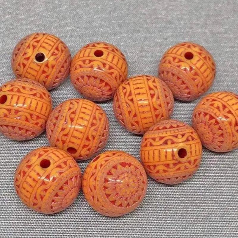 20 Vintage Orange Lucite Round Beads