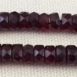 25 Vintage Red Garnet Dark Czech Heishi Rondelle Glass Beads