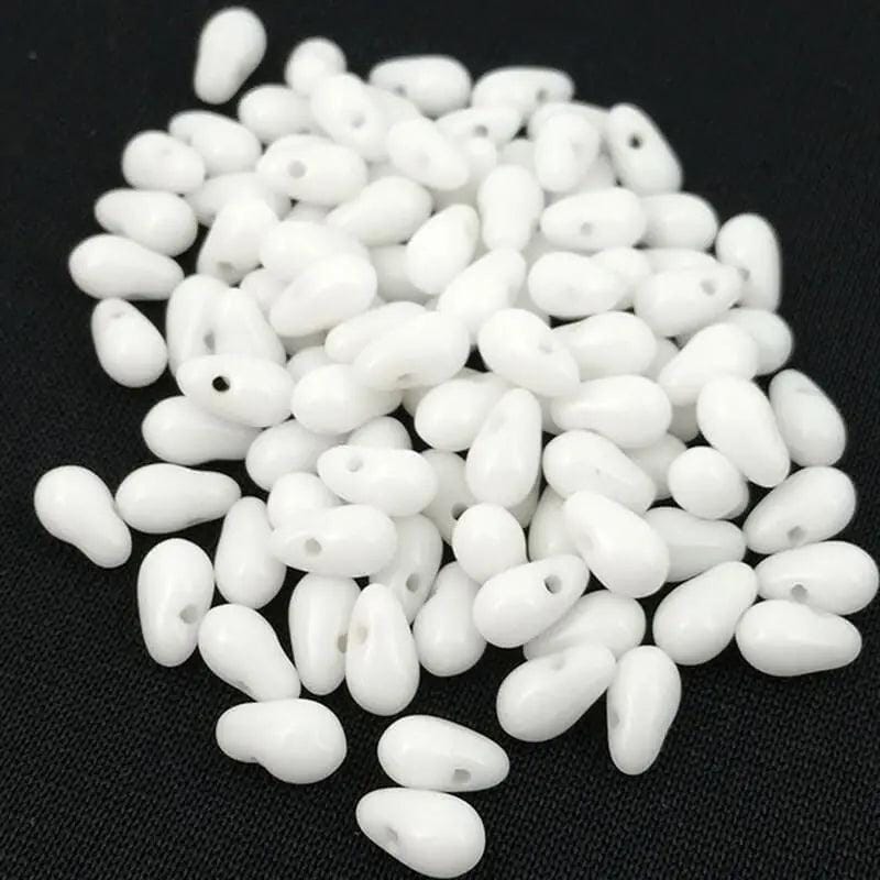 100 Vintage White Czech Drop Glass Beads
