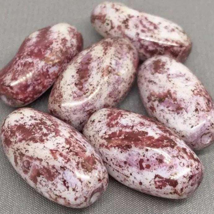 6 Vintage Pink Mauve Austrian Oval Glass Beads